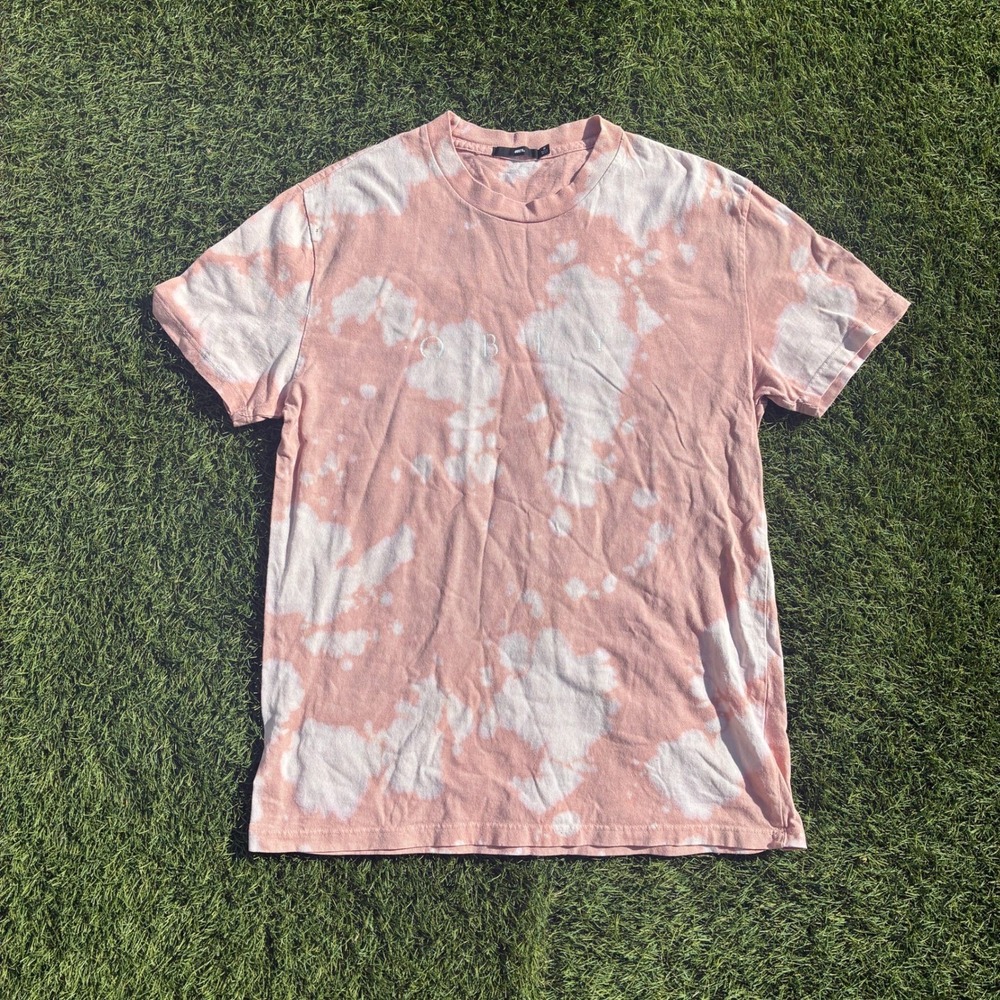 OBEY Tie Dye T Shirt Peach White Size Medium Cotton Blend Short Sleeve Casual